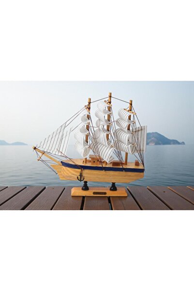e-life shop Dekoratif Ahşap El Yapımı Yelkenli Gemi Maketi Masaüstü Biblo Ev ...