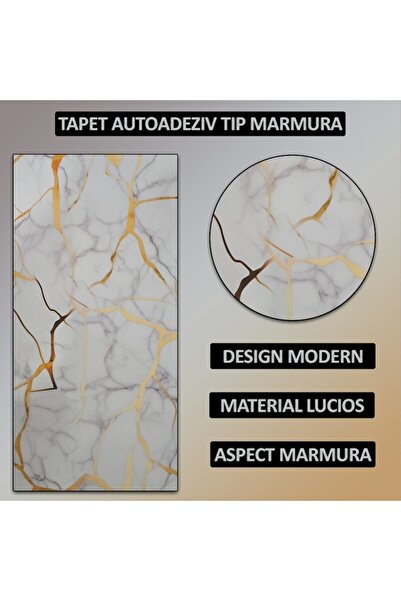 NEXTLY Self-Adhesive Marble Look Wallpaper, Waterproof, Easy Install, 60x30cm, 10-Pack