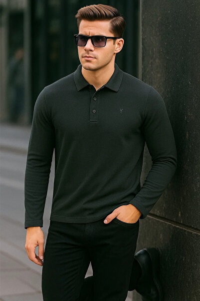 Maccali Ανδρικό μπλουζάκι με μακρυμάνικο καπνιστό γιακά πόλο