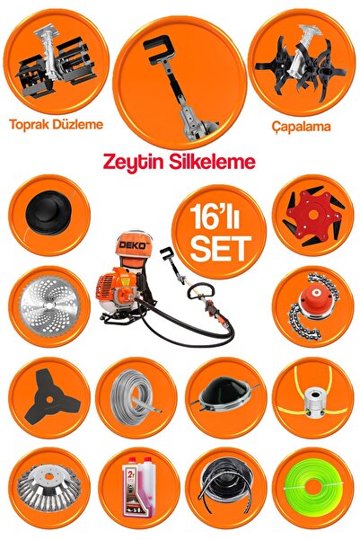 DEKO TURKEY Muhteşem 16 Parçalı Benzinli Sırt Tipi Tırpan + Çapalama Aparatı ...