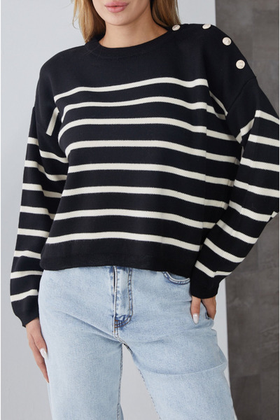 modazoom Pulover cu dungi cu fermoar