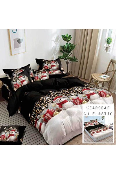 Patul Christmas Bedding, Fine Cotton, Double Bed, 2 Persons, 6 Pieces, Fitted Sheet