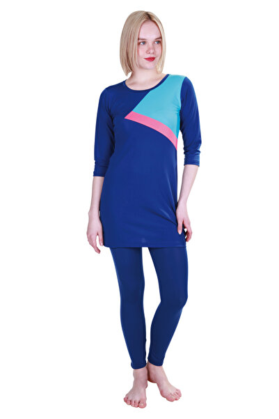 Haliç Mayo Jarse Full Covered Hijab Swimsuit 2139 Navy Blue