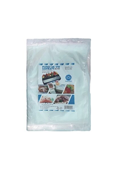 MONTELI Embossed vacuum bags, 90 µm, for all types of food, 25x35 cm, set of 50 pcs.