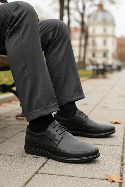 AYAKMOD Pantofi casual pentru bărbați, din piele naturală, cu talpă cu gel, o...