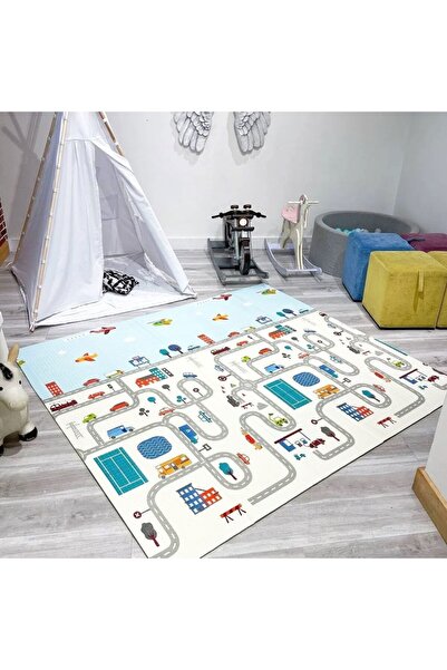MACVI ® foldable baby play mat, 200×150 cm, double-sided, road & forest theme, soft