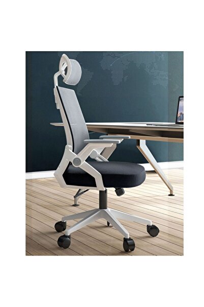 ROHS Adjustable Office or Gaming Chair Ergonomic black with white 2D