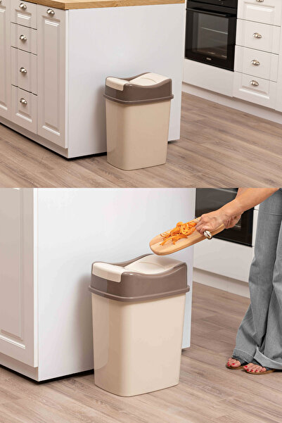 Poomy 8 Liter Trash Can with Lid Modern Design Kitchen Bathroom Office Garbag...