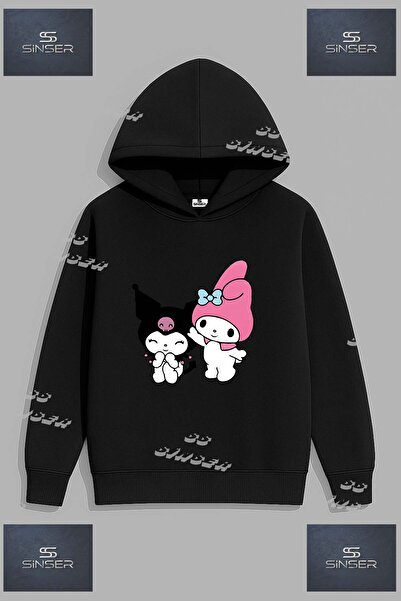 SS SİNSER SWEAT Unısex "KUROMI MY MELODI 2LI"Baskılı Kapşolu Sweatshirt