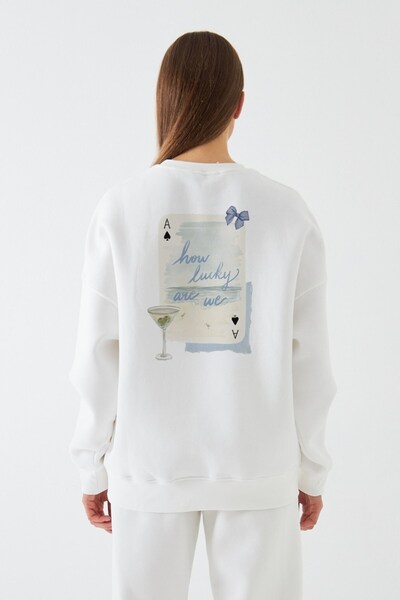 The Champ Clothing Жіночий оверсайз-светр How Lucky Are We з принтом, білий –...