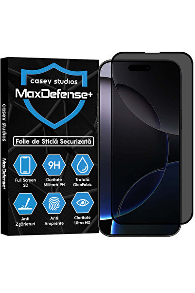 Casey Studios Folie Sticla Privacy iPhone 16 Pro Max, Full Cover 3D, Ultra HD, Anti Zgarieturi, Anti Socuri