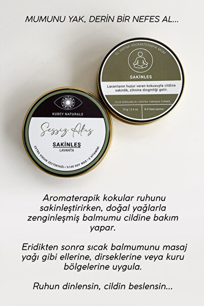 KUBEY NATURALS Sakinleş – Sessiz Akış – Lavanta %100 Soyawax Aromaterapi Bakım Mumu – Zeytinyağı + E Vitamini