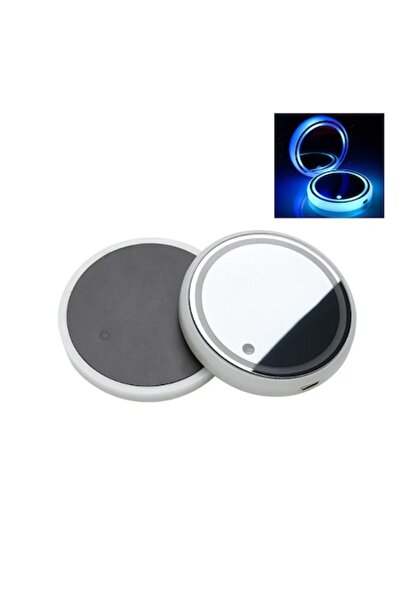 FITUNIVERSAL Set de 2 suporturi pentru băuturi cu LED - 7 culori, încărcare U...