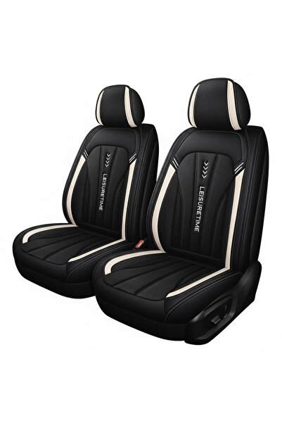 NO BRAND Set de huse pentru scaune auto, piele Nappa, scaune față și banchetă spate, pentru toate anotimpurile, alb-negru