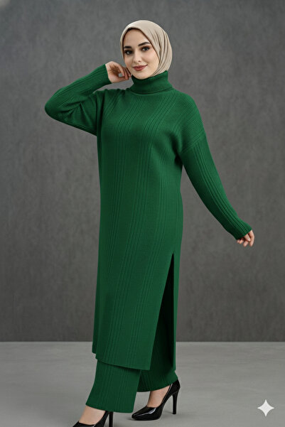 Sonbaharmoda Women's Two-Piece Knitwear Set |   High-Necked Long Tunic & Pants Set |   High Quality