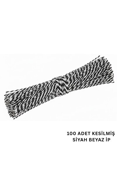 roco paper Kesilmiş Siyah Beyaz İp Seti, 100lü-35 Cm, Hediye Paketleme & Süsl...