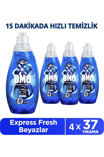 Omo Express Fresh Ultra Beyaz Sıvı Çamaşır Deterjanı 1480 ml X4