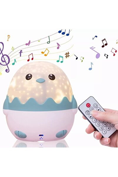 MACVI Penguin night light, projections with 13 patterns, multi-colored lights, blue, 125x125x125mm