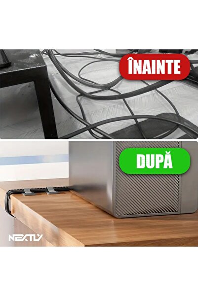 NEXTLY Velcro Cable Organizers - Self-Adhesive, Reusable, 10-Pack, White, 9x2.8cm