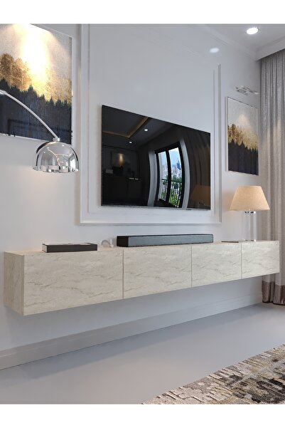 lullaby furniture KARNAVAL 240 CM DUVARA MONTE TV SEHPASI - DM1002-8 TRAVERTEN