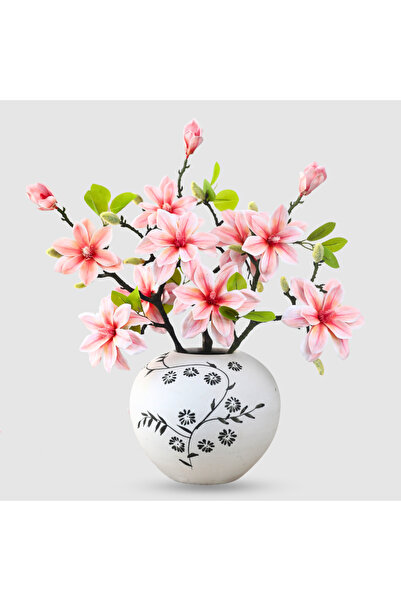 Artificiale Rolio Magnolie Artificială - Crenguță Decorativă cu Flori - Roz Ș...