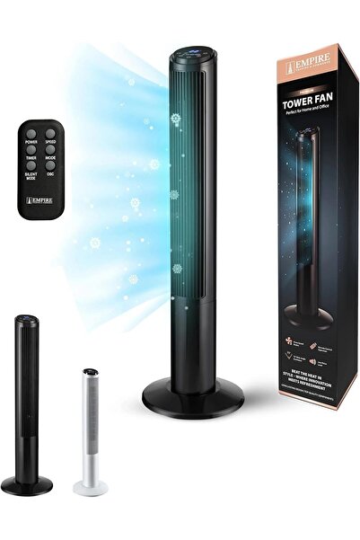 RADIOTRONICS 41inch Tower Fan with LED Display & Remote, 50W, 3 Speeds, 75° Oscillation (Black)