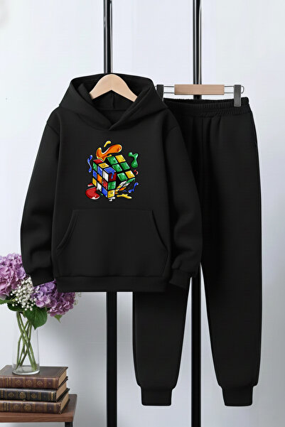 FYK KİDS 3 İplik Ş επένδυση fleece Winter Rubik's Cube B με τύπωμα Kangaroo P...