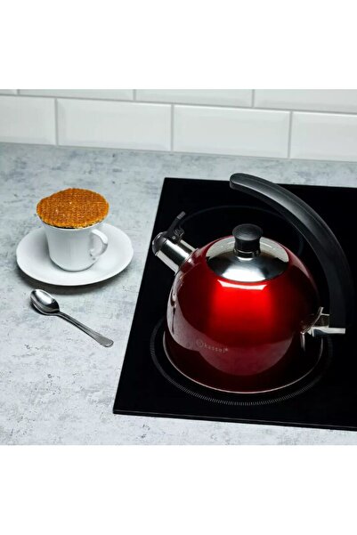 KASSEL Fierbător tradițional fabricat din inox, ceainic 2.6 litri, rosu, Como,