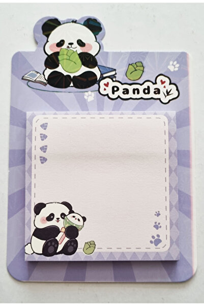Modellino Yeşil Panda Postit Yapışkanlı Not Kağıdı 50 Yaprak 70x80mm - Lila Renkli