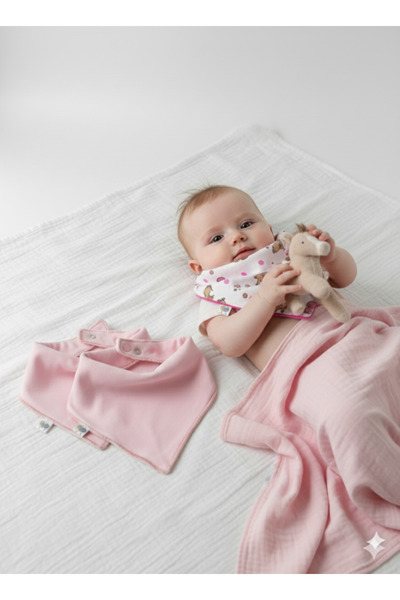 Salvia Dione 4-Piece Muslin Baby Girl Bandana Bib 100% Cotton Drool-Absorbent...