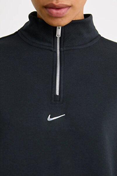 Nike Îmbrăcăminte sport din lână 1/4 cu fermoar supradimensionat d Swea tricou Femei supradimensionat 1/4 cu fermoar Swea tricou Negru