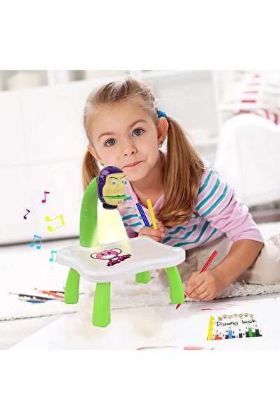 MACVI ® educational projector board, 24 stencils, 12 markers, 3 discs, Toy Story, green