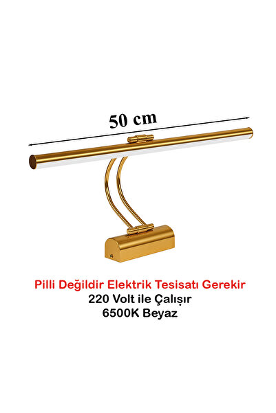 Merwish Flüt Led Aplik 50 CM 6500K Beyaz Banyo Tablo Çalışma Masası Duvar Aydınlatma Lamba (Gold)