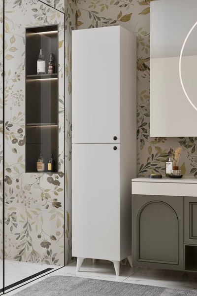 Furnitt Home Ramses Düz Kapaklı Gri Mdf Banyo Dolabı- Kiler Dolabı- Mutfak Dolabı - Çok Amaçlı Saklama Dolabı