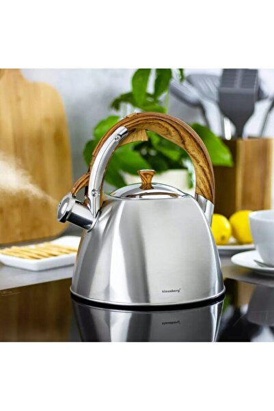 Klausberg Fierbător tradițional cu fluier fabricat din inox, ceainic 3 litri, 18-28 cm, argintiu,