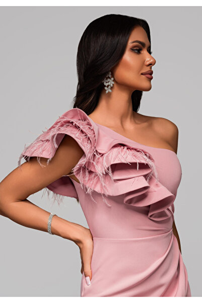 OMBRE Večerní šaty LA-OM-DLR005 Regular Fit růžové