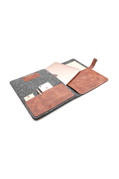 misingpiece Keçe ve Gerçek Deri 13-14 inç Notebook & Tablet Organizer