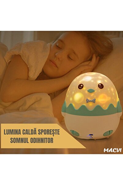 MACVI Penguin night light, projections with 13 patterns, multi-colored lights, blue, 125x125x125mm