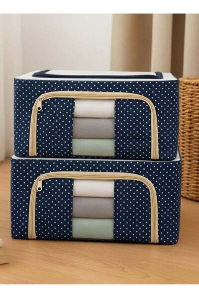 SUPPLIER 2 Pcs Wardrobe Organizer with Lid, Steel Frame & Zipper - 39.5x29x19.5 cm