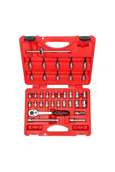 İzeltaş 14000005135 3/8” Altı Köşe Lokma Anahtar ve Lokma Allen Seti 35 Parça