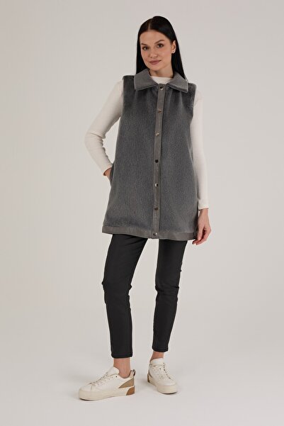 Jupe Women's Leather Detailed Lined Fur Vest 9280