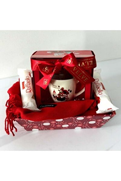 velve Coș Boo — Set cană și linguriță de Crăciun, eșarfă de damă și praline R...