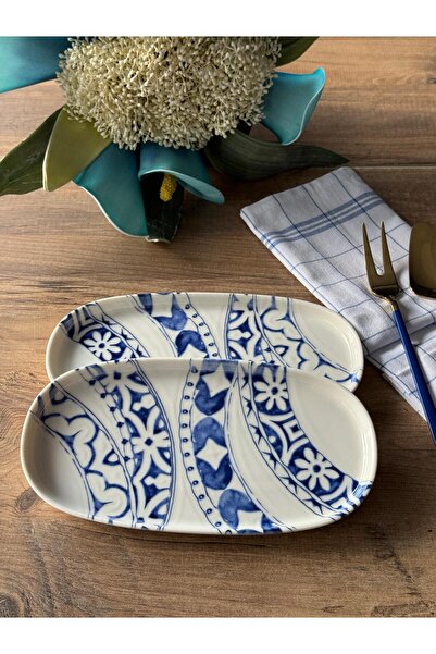 Meri Ev Gereçleri Gi̇no Porcelain Oval Presentation Plate Set of 2