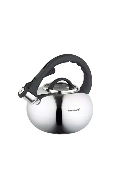Klausberg Traditional kettle with whistle made of stainless steel, 2.5 liter kettle, 15-22 cm, silver,