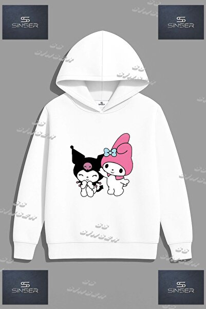 SS SİNSER SWEAT Unısex "KUROMI MY MELODI 2LI"Baskılı Kapşolu Sweatshirt