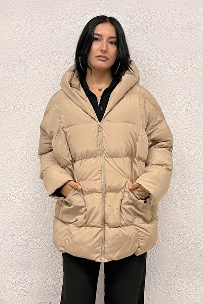 MİSSKAYLE Pocket Detailed Puffer Jacket Beige
