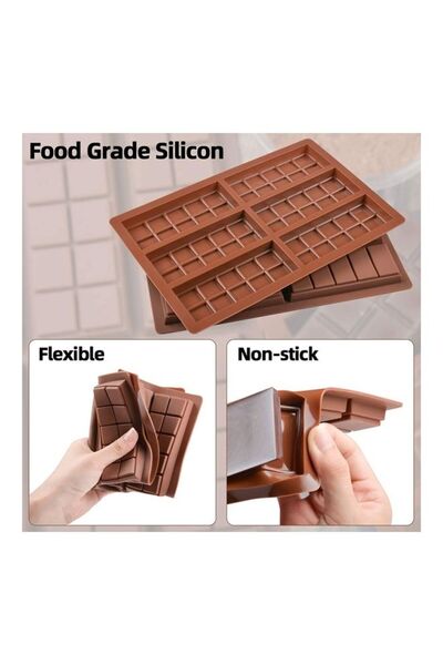 Generic Break Apart Chocolate Protein and Energy Bar Silicone Mold Brown 6.65 x 10 inch