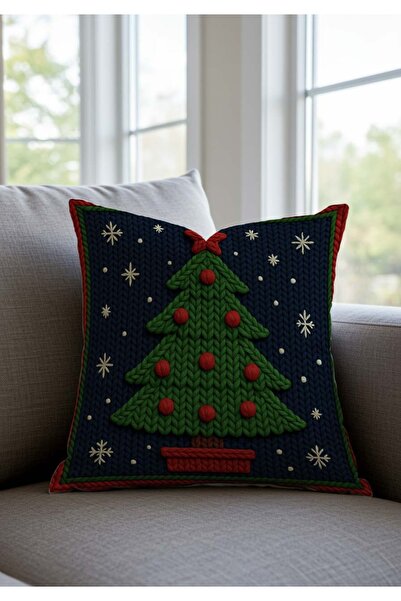 Pillow Home Пурпурний чохол для подушки з цифровим принтом на тему Різдва з малюнком ялинки у вигляді пуншу