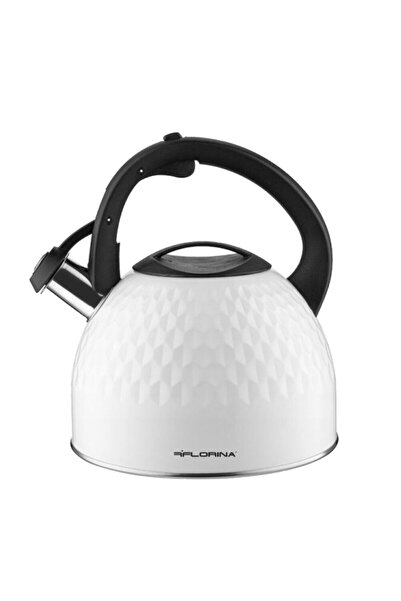 Florentyna Stainless steel kettle with whistle, traditional kettle, 2.5 liter capacity, white, Florina