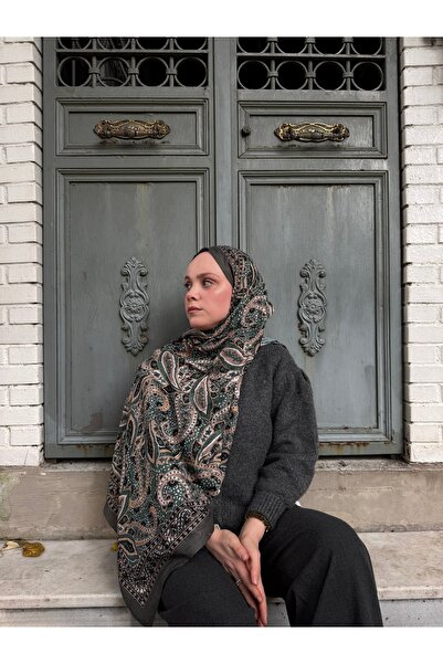 CUOCA LOUNGE Pateh Desenli Haki Bambu Kraş Şal